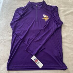 Fanatics Mens M Minnesota Vikings 1/4 Zip Pullover Shirt Long Sleeve Purple